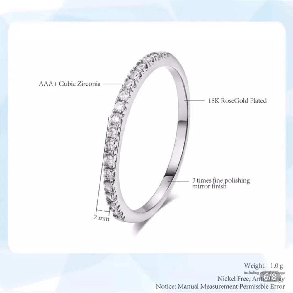 Pave Eternity Crystal Clear CZ Silver 18k White Gold Plated Ring Band Size 7 - Picture 6 of 6